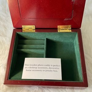Wooden Jewelry Box W/ Picture Frame Lid